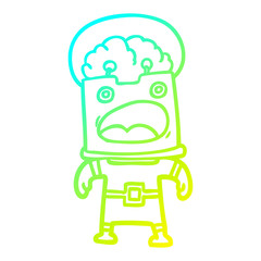 cold gradient line drawing cartoon robot