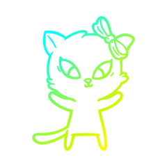 cold gradient line drawing cartoon cat