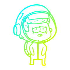 cold gradient line drawing cartoon tired astronaut
