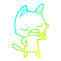 cold gradient line drawing talking cat cartoon