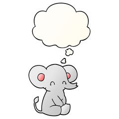 cute cartoon elephant and thought bubble in smooth gradient style