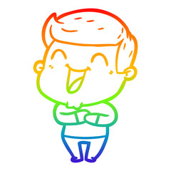rainbow gradient line drawing cartoon man laughing