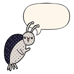 cartoon beetle and speech bubble in comic book style