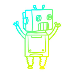 cold gradient line drawing cartoon robot