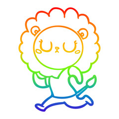 rainbow gradient line drawing cartoon running lion