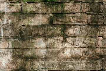 old wall of  laid natural stone
