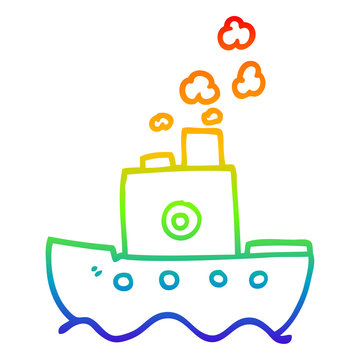 recommend clip art: rainbow gradient line drawing cartoon steam boat