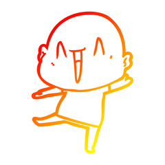 warm gradient line drawing happy cartoon bald man