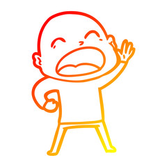 warm gradient line drawing cartoon shouting bald man
