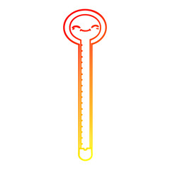 warm gradient line drawing cartoon thermometer