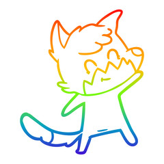 rainbow gradient line drawing cartoon friendly fox