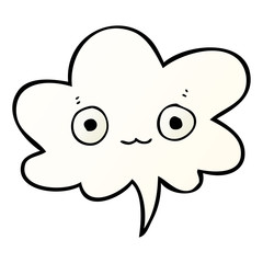 cute cartoon face and speech bubble in smooth gradient style