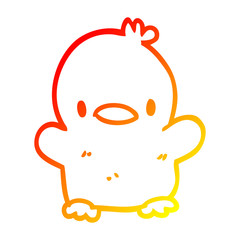 warm gradient line drawing cartoon baby duck