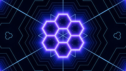 Retro Sci-Fi Background Futuristic landscape of the 80`s. Digital Cyber Surface. Suitable for design in the style of the 1980`s. kaleidoscope pattern ideal for technology and game
