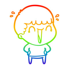 rainbow gradient line drawing laughing cartoon man