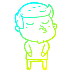 cold gradient line drawing cartoon model guy pouting