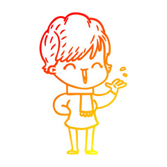 warm gradient line drawing cartoon laughing woman
