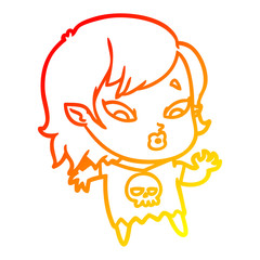 warm gradient line drawing cute cartoon vampire girl