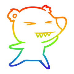 rainbow gradient line drawing angry polar bear cartoon