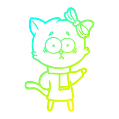 cold gradient line drawing cartoon cat