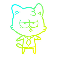 cold gradient line drawing bored cartoon cat