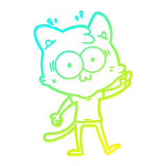 cold gradient line drawing cartoon surprised cat