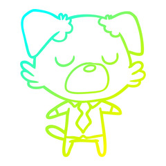 cold gradient line drawing cartoon dog manager