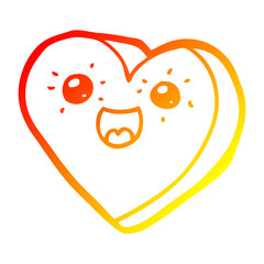 warm gradient line drawing heart cartoon character