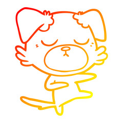 warm gradient line drawing cute cartoon dog