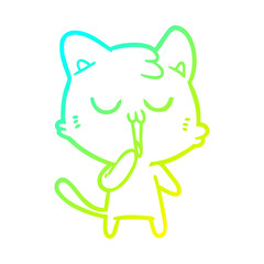 cold gradient line drawing cartoon cat yawning