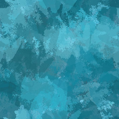 Seamless watercolor turquoise background. Abstract vector texture of brush strokes of paint. Repetitive pattern for printing on fabric. Backdrop for business cards, icons, templates, labels, posters.