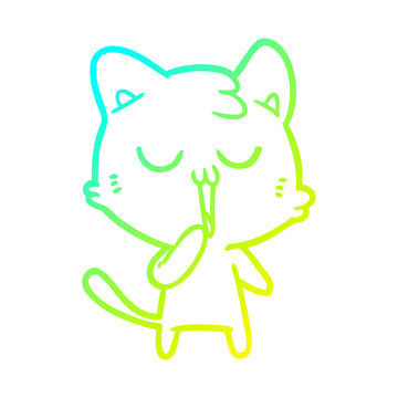 recommend clip art: cold gradient line drawing cartoon cat yawning