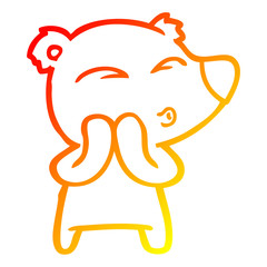 Obraz premium warm gradient line drawing cartoon whistling bear