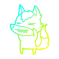 cold gradient line drawing angry wolf cartoon