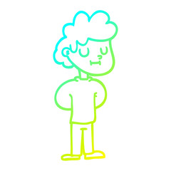 cold gradient line drawing cartoon happy boy