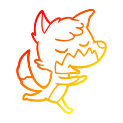 warm gradient line drawing friendly cartoon fox running