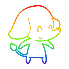 rainbow gradient line drawing cute cartoon elephant
