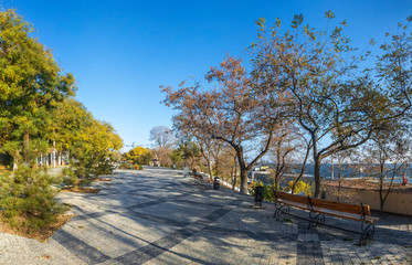 Autumn landscape on Langeron beach, Ukraine