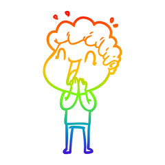 rainbow gradient line drawing cartoon happy man