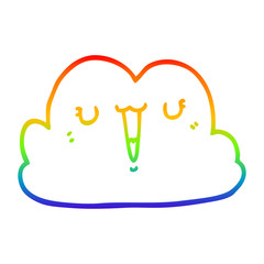 rainbow gradient line drawing cute cartoon cloud