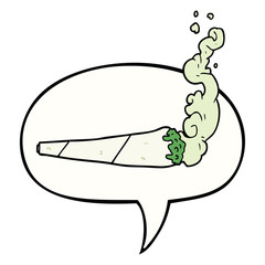 cartoon marijuiana joint and speech bubble
