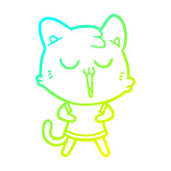 cold gradient line drawing cartoon cat singing