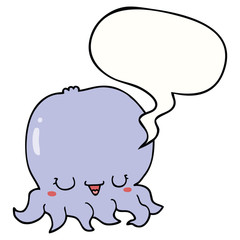 cartoon jellyfish and speech bubble