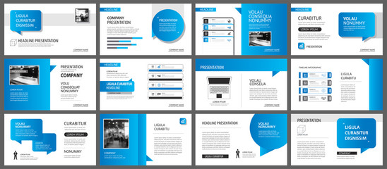 Fototapeta na wymiar Presentation and slide layout template. Design blue gradient in paper shape background. Use for business annual report, flyer, marketing, leaflet, advertising, brochure, modern style.