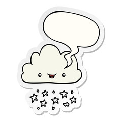 cartoon storm cloud and speech bubble sticker