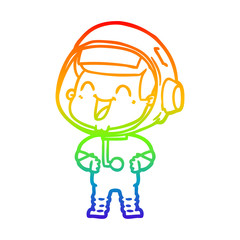 rainbow gradient line drawing happy cartoon astronaut