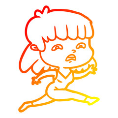 warm gradient line drawing cartoon worried woman