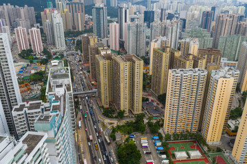 Top view of residential district in Hong Kong