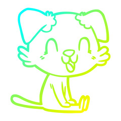 cold gradient line drawing laughing cartoon dog