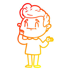 warm gradient line drawing happy cartoon man